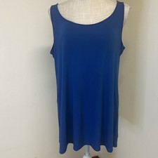 Eileen Fisher Blue Silk Sleeveless Tank Top Minimalist Luxe Medium Relaxed
