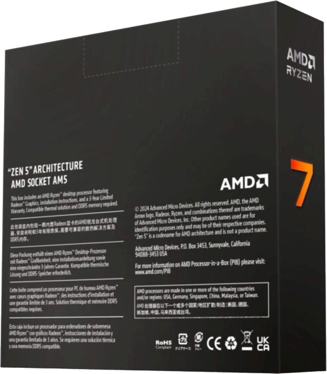 AMD - Ryzen 7 9700X 8-Core - 16-Thread 3.8 GHz (5.5 GHz Max
