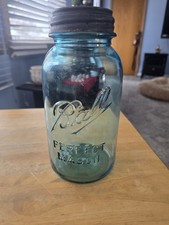 Blue Ball Perfect Mason Canning Jar Zinc Porcelain Lined Lid 8" Tall #1 Bottom