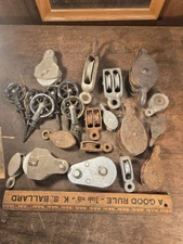 Lot Of  Vintage Pulleys Various Small Sizes Steel Double, Single Priority Ship