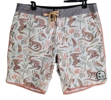 Howler Board Shorts Swim Trunks Men 38x9 Lazy Gators Egret AOP Drawstring