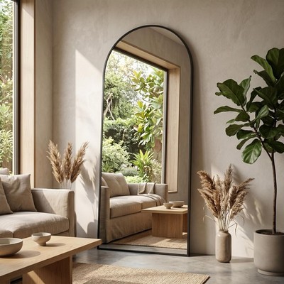 58''X19'' Floor Mirror Full Length, Arched Full Length Mirror with Stand, Full Bod