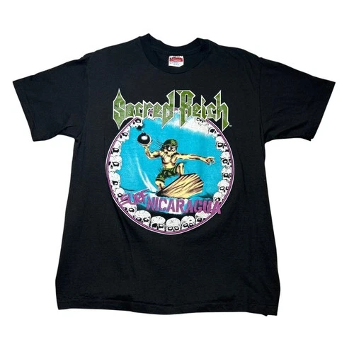 Late 80s Sacred Reich Surf Nicaragua Thrash Metal Ba 1980s vintage concert t-shirt, vintage, single stitch, B+ condition