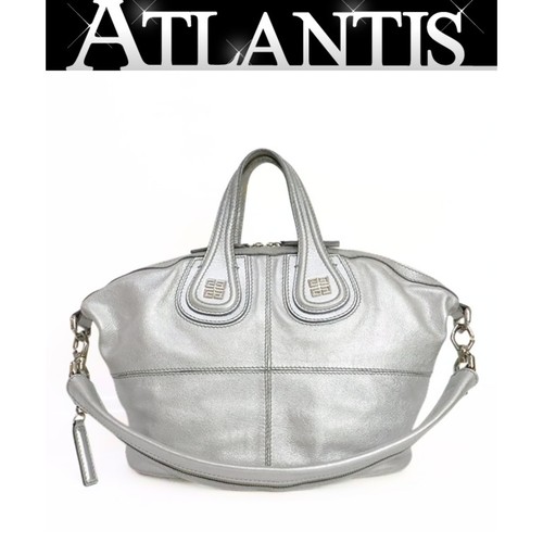 Givenchy Nightingale Small 2WAY Bag Silver Leather Used From Japan