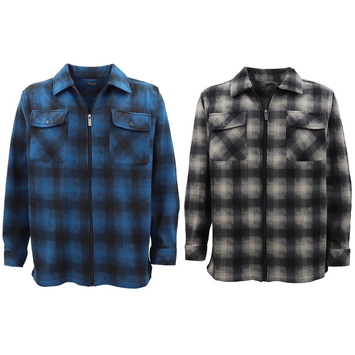 New Mens Long Sleeve Flannelette Shirt Premium Check Flannel Polar Fleece  Jacket