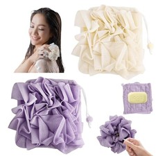 2 PCS Soap Bar Loofah, 2 in 1 Loofah Washcloth Combo, Bath Sponge with Drawst...