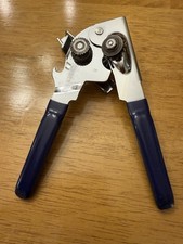 Vintage Swing-A-Way Swing Away Can Bottle Opener BLUE Grip Handle USA 7”