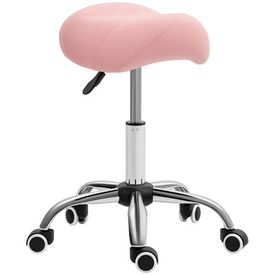 HOMCOM PU Leder Sattelhocker mit geformtem gepolstertem Sitz höhenverstellbar rosa