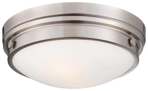 Minka Lavery 823 Nickel 2-Light 13.25"W Flush Mount Ceiling Fixture - Picture 1 of 3