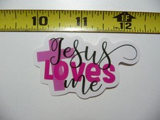 JESUS LOVES ME CROSS SMALL STICKER DECAL FAITH CHURCH CHRISTIAN BELIEF