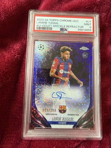 2023-24 Topps Chrome UCC Lamine Yamal #CA-LY Violet Speckle Refractor /299 PSA 9