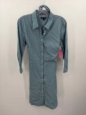 Pre-Owned Tommy Hilfiger Blue Size 12 Stripe Knee Length Long Sleeve Dress