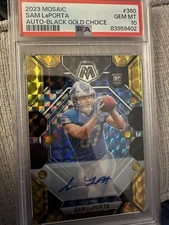 2023 Panini Mosaic Rookies Sam LaPorta #360 (RC) Auto- Black Gold /8 PSA 10