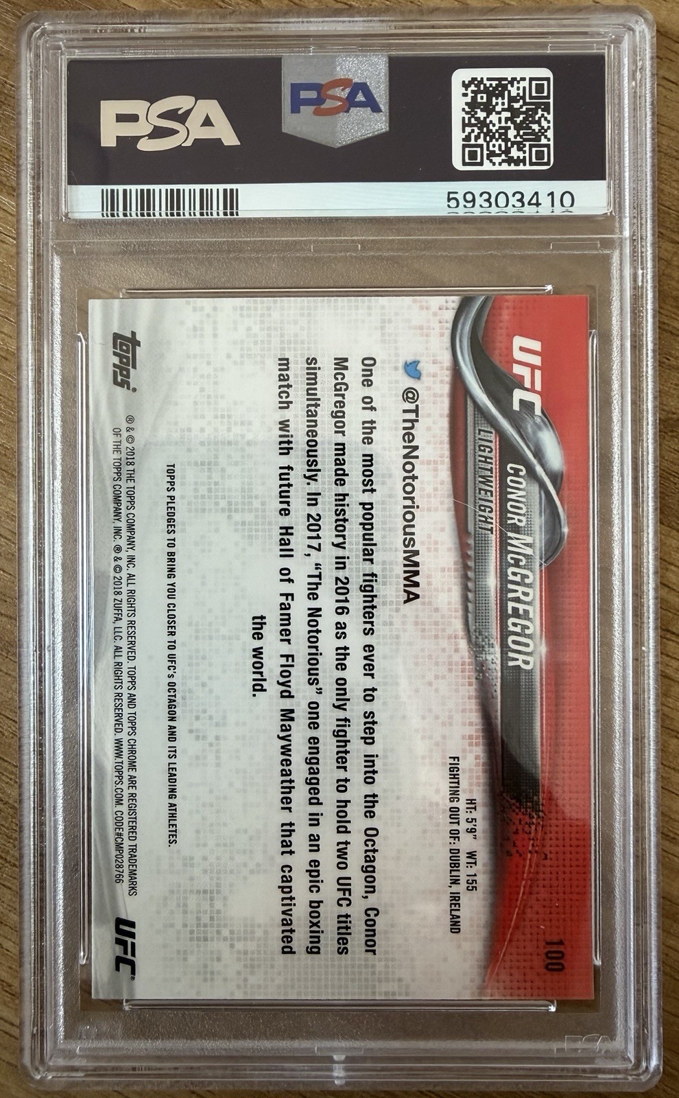 2018 Topps Chrome UFC CONOR MCGREGOR #100 PSA 10 Gem Mint RARE view 2