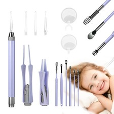 15 Pack Ear Wax Removal Tool Kit with Light - LED Cleaning Kit, Purple