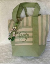 Trader Joe's Striped Canvas Mini Tote Bag Green With Tassel Summer 2026 Limited