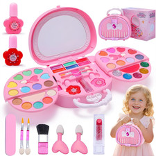 Kids Makeup Kit for Girl Real Washable Makeup Set with Mirror, Nail Polish Kit P