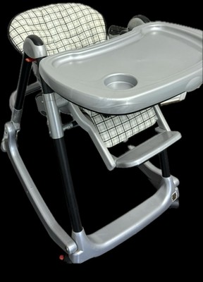 Peg Perego ~ Prima Papa  Rocker High Chair Neutral Square Pattern - well loved!