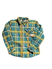 NWT Eddie Bauer Fleece Sherpa Lined Shirt Jacket Boys 10/12 Green Plaid Outdoor