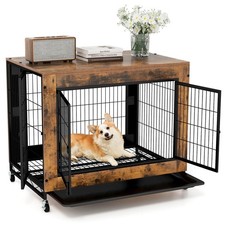 Dog Crate Furniture Industrial Dog Kennel w/ Flip-up Top Decorative Pet House