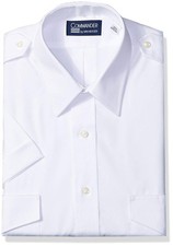 COMMANDER Van Heusen Pilot Shirt 15.5 M Tall White Button Short Sleeve NWT