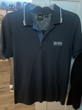 Boss Hugo Boss Men's Navy Paddy Pro Tipped Regular Fit Stretch Polo Shirt SMALL