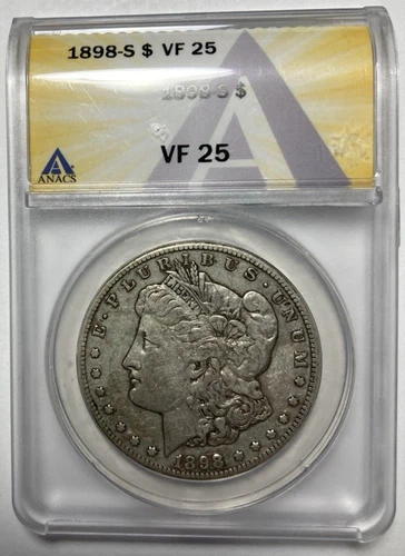 1898-S Morgan Silver Dollar Nice Original Anacs VF25