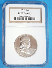 1955 50C Franklin Half Dollar Proof NGC PF67 Cameo 90% Silver