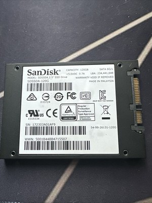 120GB SSD Solid State 2.5'' SATA SanDisk SDSSDA120G | TESTED | GRADE A