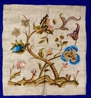 Vintage Antique 100 Yr Old Hand Worked Crewel Work Embroidery 21” X 22” #VH