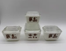 Pyrex EARLY AMERICAN Pattern Refrigerator Dish Lot Of 4 Sets