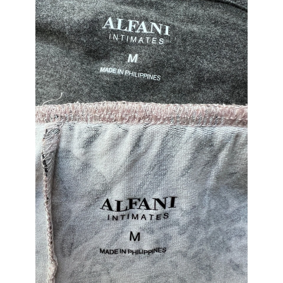 ALFANI ЖЕНЩИН СРЕДНИЙ МОДАЛЬНЫЙ ПИЖАМА СМЕСЬ КОМПЛЕКТ СЕРЫЙ МАЙКА И РОЗОВЫЙ ЦВЕТОЧНЫЙ БЕГУН  - Изображение 3 из 4