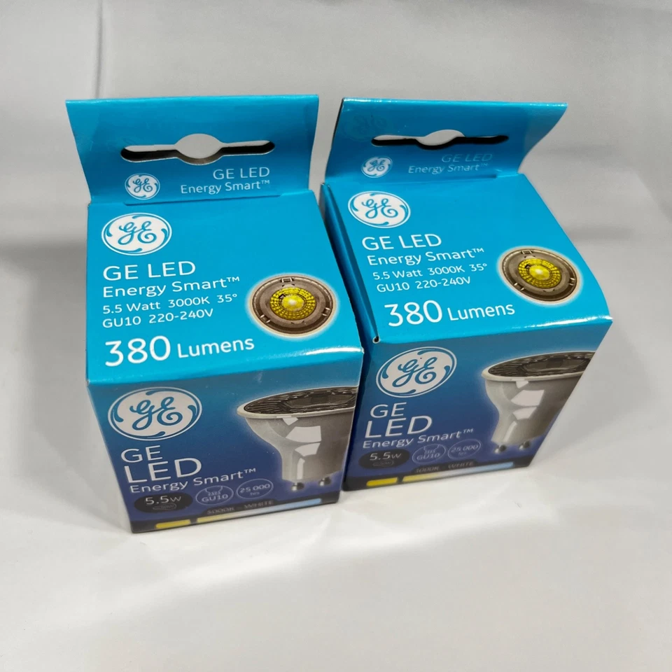 5.5w LED GU10 Bulbs x 2 GE 380 Lumens 3000k 35 Deg Lamp Energy Smart Lighting - Image 4 of 4