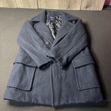 Gap Wool Blend Pea Coat Button Up Kids Sz M 8 Navy Dressy WARM