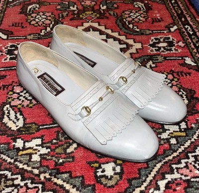 Mens Star Artioli Light Gray Leather Kiltie Loafer SlipOn Shoes, Sz 8.5D