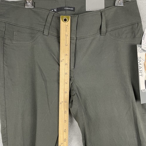 Maurices Smart Capri Pants Womens 3/4 Green Flat Front Mid Rise Stretch NWT - Picture 9 of 12