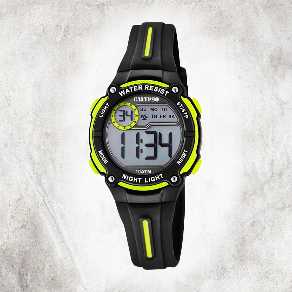Calypso Kunststoff PUR Kinder Uhr K6068/5 Armbanduhr schwarz Digital UK6068/5 - Bild 1 von 4