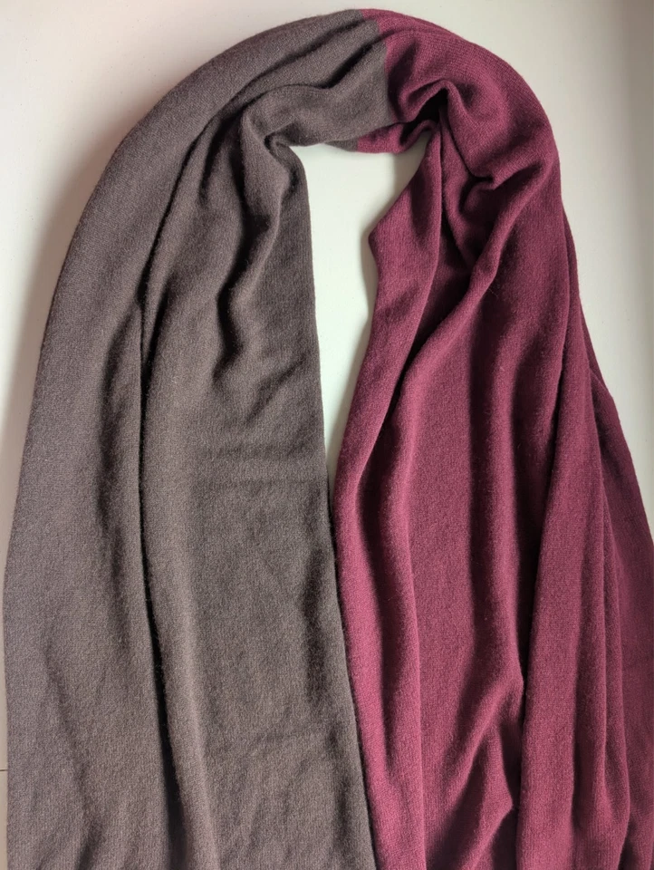 NWD White + Warren Colorblocked Cashmere Travel Wrap Sangria Brown 81'' x 36'' - Image 4 of 4