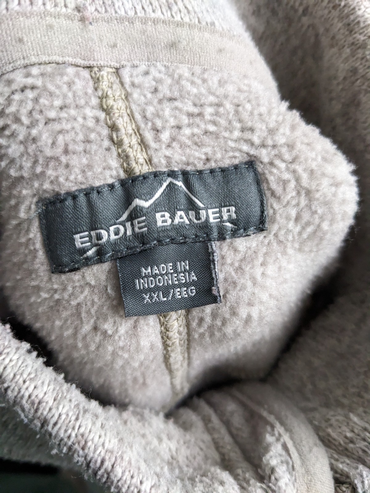 Eddie Bauer Sweater Mens Size 2XL Beige 1/4 Zip Mock Neck Fleece Pullover image 3