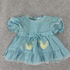 Vtg Baby Girl Dress Blue Lace. Doves Sears 6-9 Months Puff Sleeves