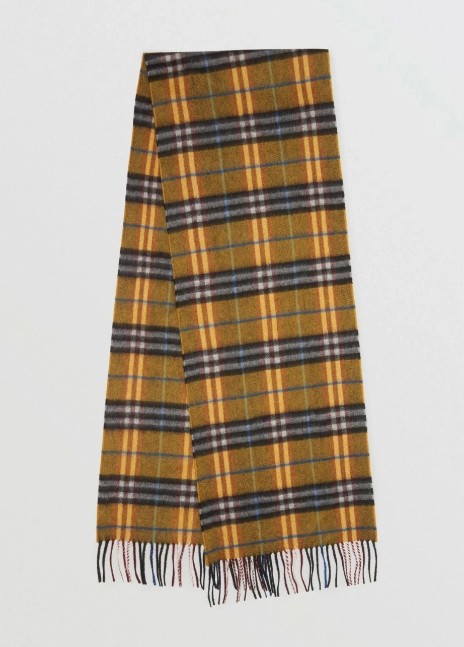 Burberry — Authentic BNWT BURBERRY Check 100% Cashmere Mens/Womens Scarf IN Amber Yellow