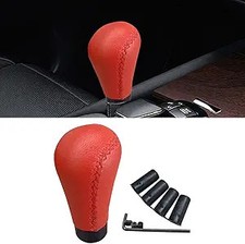 Leather Manual Transmission Shift Knob 5-speed Universal Gear Stic Color Red