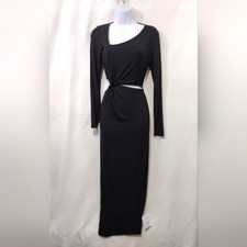 New Asos Cutout Long Sleeve Maxi Dress Women's 4 Black Party Event Retro 90s