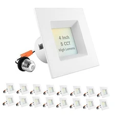  16-Pack 4 Inch Square LED Recessed Can Lights, 14W=75W, 5 16 Count (Pack of 1)