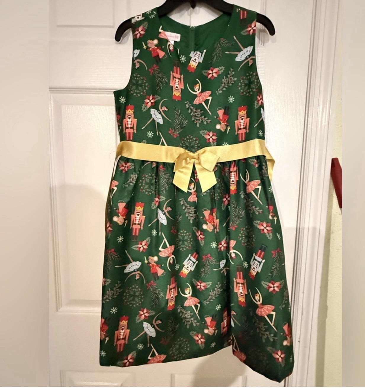 Bonnie Jean Christmas Nutcracker Dress Green Gold Bow with Jacket Girls Size 16