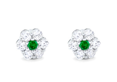 2 ct. echte Smaragd & W Saphir Halo Ohrstecker in massivem Sterlingsilber