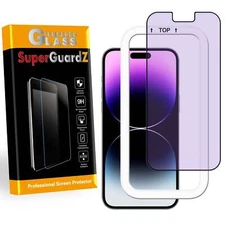 Anti Blue Light FULL COVER Screen Protector For iPhone 14 / Pro Max / Plus +Tray