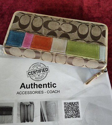 COACH Vintage Signature Patchwork Leather Zip Around Wallet