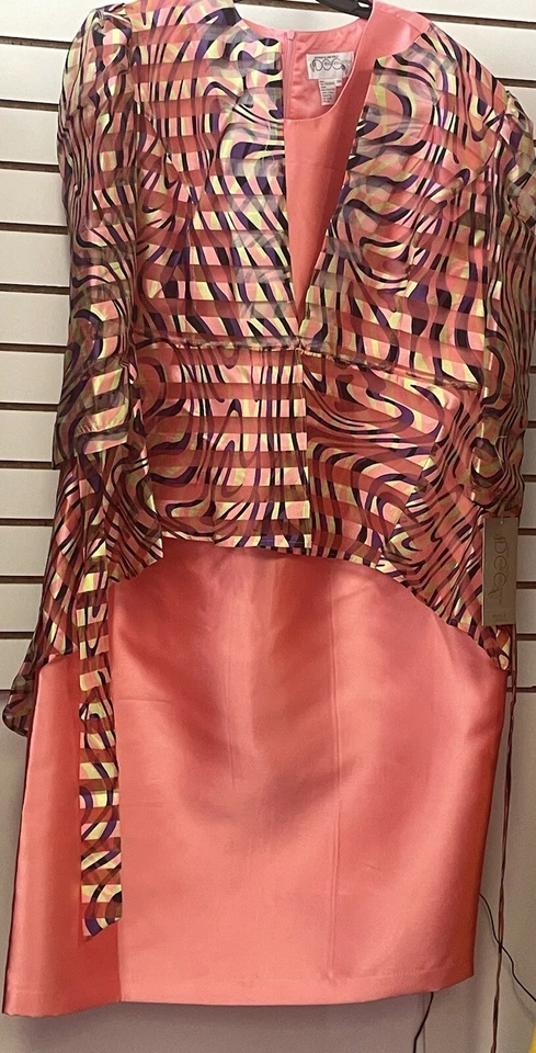 Traje de vestir Dorinda Clark Cole 2 piezas con chaqueta transparente estampada multicolor talla 26W Foto 2 de 4