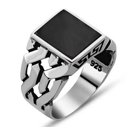Onyx Men silver ring Handmade Pure 925 SILVER men Ring Onyx stone wedding